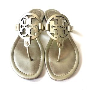 Authentic Tory Burch Miller flip flop sandals metallic gold size 10